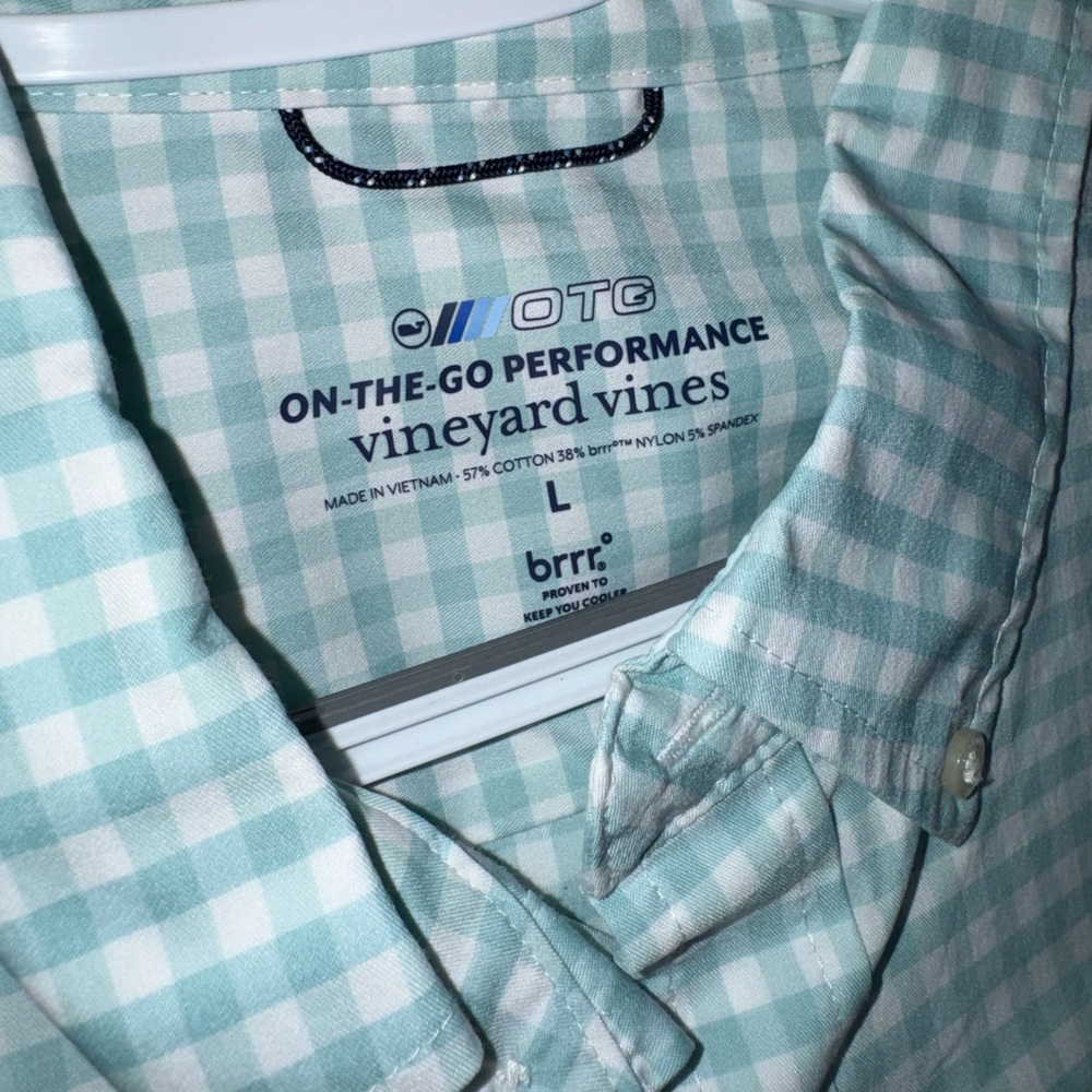 Vineyard Vines Men's Mint Checkered Button Down Shirt